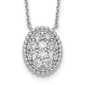 Sterling Shimmer Sterling Silver Rhodium-plated 18 inch 10 Stone Oval CZ Necklace