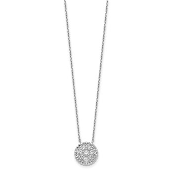 Sterling Shimmer Sterling Silver Rhodium-plated 18 inch 8 Stone CZ Round Necklace — alternate view