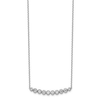 Sterling Shimmer Sterling Silver Rhodium-plated 16 inch 10 Stone CZ Bar Necklace with 2 inch extender — alternate view