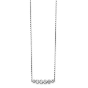 Sterling Shimmer Sterling Silver Rhodium-plated 16 inch 6 Stone CZ Bar Necklace with 2 inch extender — alternate view