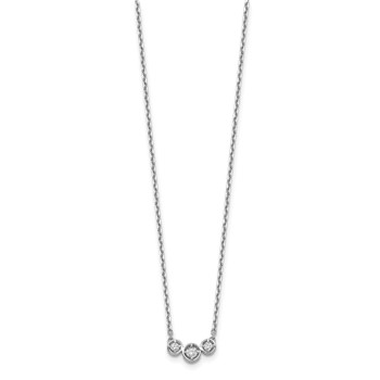 Sterling Shimmer Sterling Silver Rhodium-plated 16 inch 3 Stone CZ Necklace with 2 inch extender — alternate view