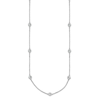 Sterling Shimmer Sterling Silver Rhodium-plated 3mm CZ 12 Stone 12 Station 16 inch with 2 inch Extension Necklace — alternate view