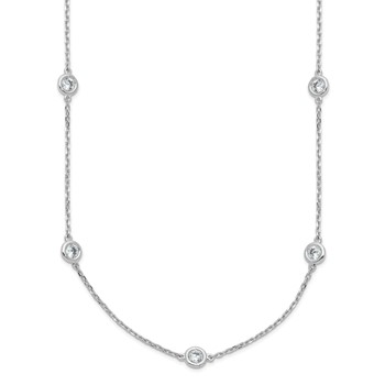 Sterling Shimmer Sterling Silver Rhodium-plated 3mm CZ 12 Stone 12 Station 16 inch with 2 inch Extension Necklace