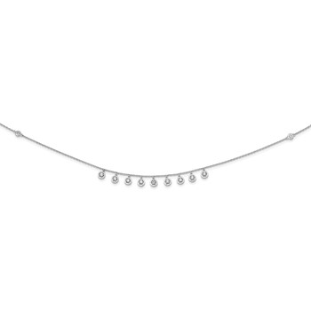 Sterling Shimmer Sterling Silver Rhodium-plated 18 inch 11 Stone 11 Station CZ Necklace — alternate view