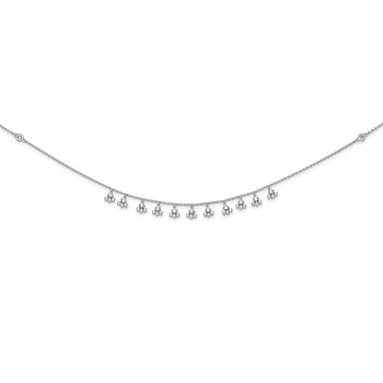 Sterling Shimmer Sterling Silver Rhodium-plated 18 inch 46 Stone 13 Cluster Stations CZ Necklace — alternate view