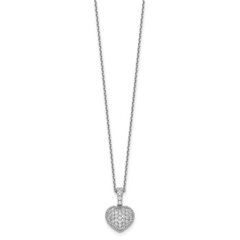 Sterling Shimmer Sterling Silver Rhodium-plated 16 inch 40 Stone Heart CZ Necklace with 2 inch extender — alternate view