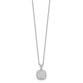 Sterling Shimmer Sterling Silver Rhodium-plated 16 inch 49 Stone Square CZ Necklace with 2 inch extender — alternate view