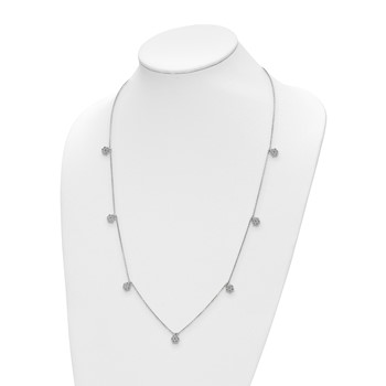 Sterling Shimmer Sterling Silver Rhodium-plated 28 inch 49 Stone 7 Flower Stations CZ Necklace — alternate view