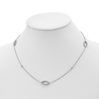 Sterling Shimmer Sterling Silver Rhodium-plated 18 inch 76 Stone 7 Station CZ Necklace — alternate view