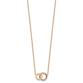 Prizma Sterling Silver Rose-tone 14K Flash Rose Gold-plated 16 inch Colorful CZ Intertwined Circle Necklace with 2 inch Extender — alternate view