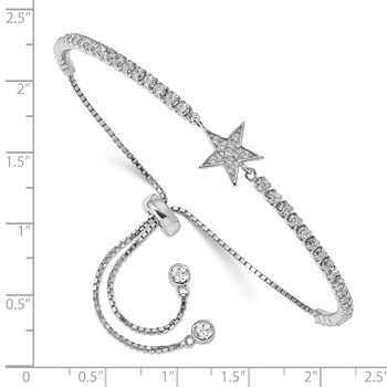 Sterling Silver Rhodium-Plated CZ Star Adjustable Bracelet — alternate view