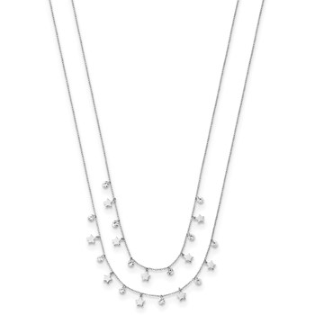 Sterling Silver Rh-Plated Stars and CZ Layered w/ 1.25in Ext. Necklace — alternate view