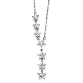 Sterling Silver Rhodium-plated CZ Stars 18 inch Necklace