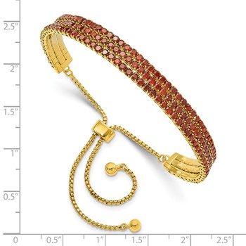 SS Gold-tone January Red Triple CZ Adjustable Bracelet — alternate view