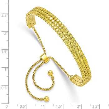 SS Gold-tone November Yellow Triple CZ Adjustable Bracelet — alternate view