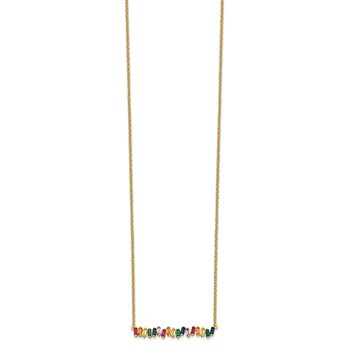 Prizma Sterling Silver Gold-tone 14K Flash Gold-plated 16 inch Colorful CZ Bar Necklace with 2 inch Extender — alternate view
