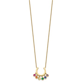 Prizma Sterling Silver Gold-tone 14K Flash Gold-plated 16 inch Colorful CZ Horseshoe Necklace with 2 inch Extender — alternate view