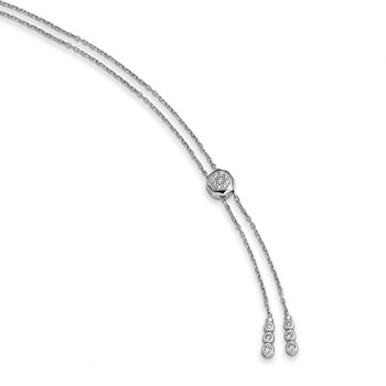 Sterling Shimmer Sterling Silver Rhodium-plated Adjustable up to 28 inches 61 Stone CZ 3 Strand Layer Y-Drop Necklace — alternate view