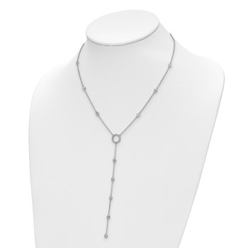 Sterling Shimmer Sterling Silver Rhodium-plated 16 inch 32 Stone CZ Y-Drop Necklace with 2 inch extender — alternate view