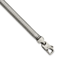 Image of Sterling Silver Brushed Antiqued Herringbone Chain Bracelet
