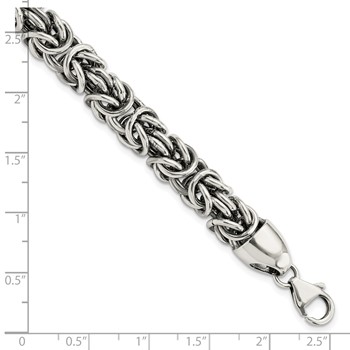 Sterling Silver Polished & Antiqued 8.5in Byzantine Bracelet — alternate view