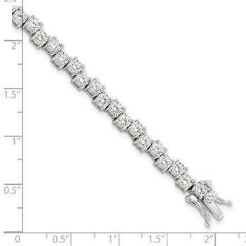 Sterling Silver Rhodium-plated Polished 4mm CZ Bracelet — alternate view