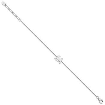 Sterling Silver Rhodium-plated Cat w/Heart 7in Plus 1in ext Bracelet — alternate view