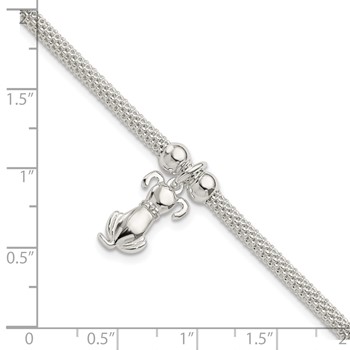 Sterling Silver Polished CZ Dog Charm Bracelet — alternate view