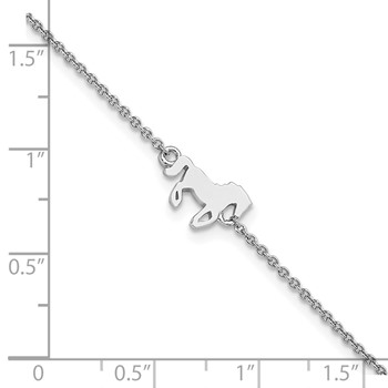 Sterling Silver Rhodium-plated Horse 6.25in Plus 1in ext Bracelet — alternate view