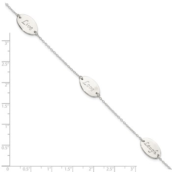 Sterling Silver Polished Live Laugh Love 7.5in Bracelet — alternate view