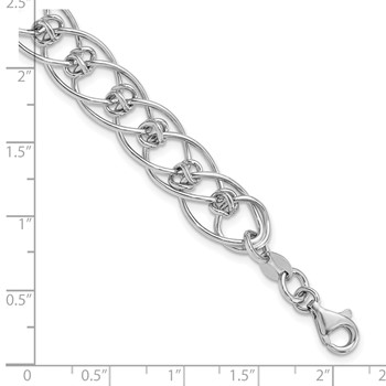 Sterling Silver Rhodium-plated Polished Oval 7.5in Link Bracelet — alternate view