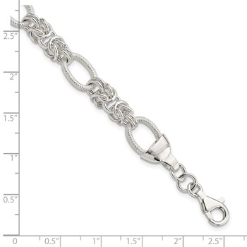 Sterling Silver Polished and Texture Fancy Link 7.5in Bracelet — alternate view