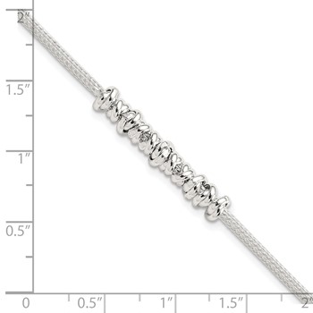 Sterling Silver Polished Beaded w/ 1in ext Bracelet — alternate view