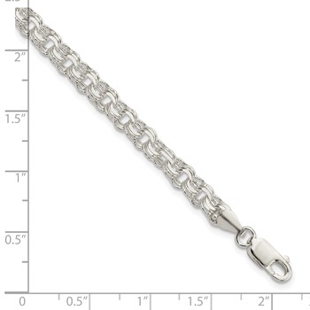 Sterling Silver Polished 5mm Triple Link Charm Bracelet — alternate view