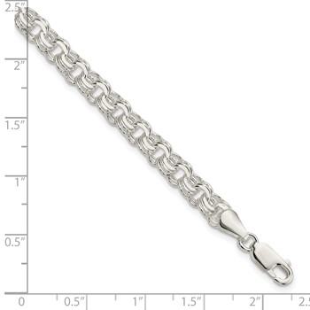Sterling Silver Polished 6mm Triple Link Charm Bracelet — alternate view