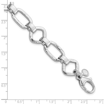 Sterling Silver Rhodium-plated Hammered Geometric w/.5in Ext Bracelet — alternate view