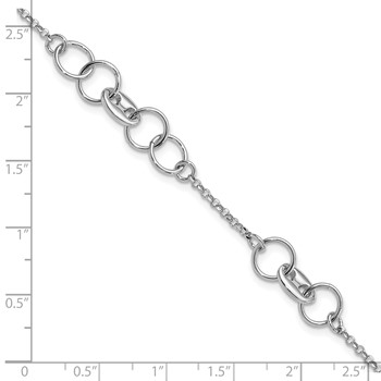 Sterling Silver Rhodium-plated Fancy Circles w/.5 in Ext Bracelet — alternate view