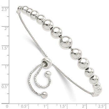 Sterling Silver Polished Beaded Adjustable Bracelet — alternate view