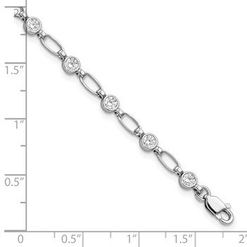 Sterling Silver Rhodium-plated Polished CZ Bracelet — alternate view
