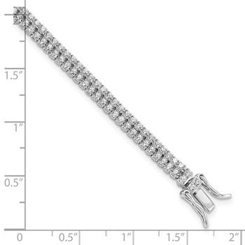 Sterling Silver Rhodium-plated 2-Row CZ Tennis Bracelet — alternate view