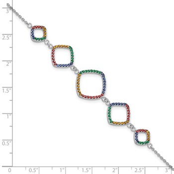 Sterling Silver  w/1in ext RH-plated Multi-color Nano Crystal Bracelet — alternate view