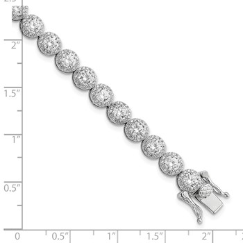 Sterling Silver Rhodium-plated Polished Round CZ Tennis Bracelet — alternate view
