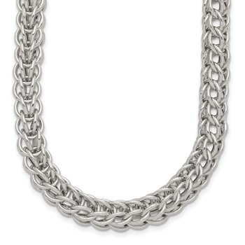 Sterling Silver Polished Fancy Circle Link 18.5in Necklace