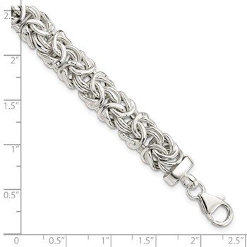 Sterling Silver Polished 9.3mm Flat Byzantine 7in Chain — alternate view