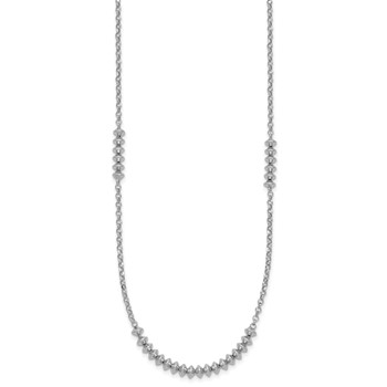 Sterling Silver Rhodium-plated Polished Beaded w/ 2in ext. Necklace — alternate view
