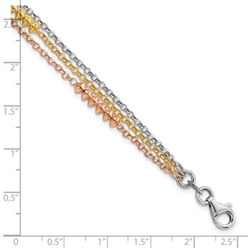 Sterling Silver RH-plated Rose & Yellow gold-plated Multi-strand w/ 1in ext — alternate view