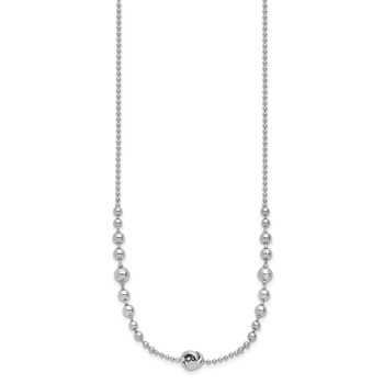 Sterling Silver Rhodium-plated Polished Beaded w/ 2.5in ext. Necklace — alternate view