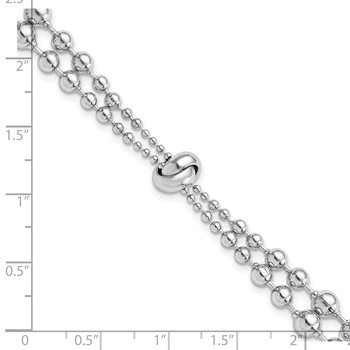 Sterling Silver Rhodium-plated Polished Beaded w/ 1.5in ext. Bracelet — alternate view