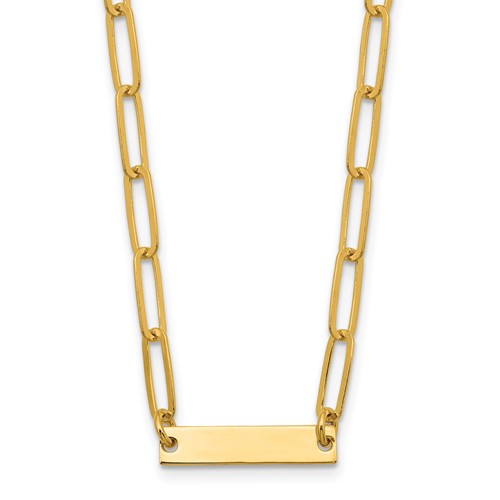 Sterling Silver Gold-plated Polished Bar Necklace w/ 2in ext. Necklace