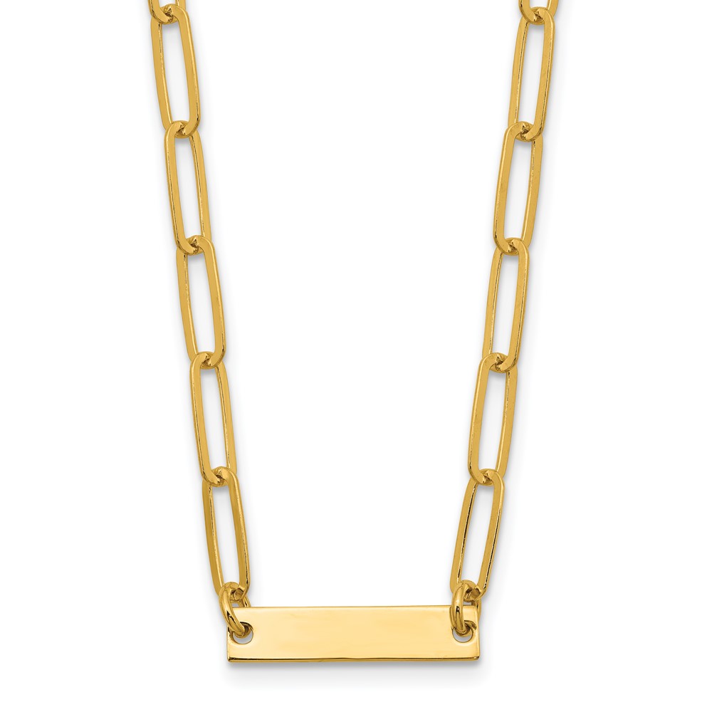 Sterling Silver Gold-plated Polished Bar Necklace w/ 2in ext. Necklace